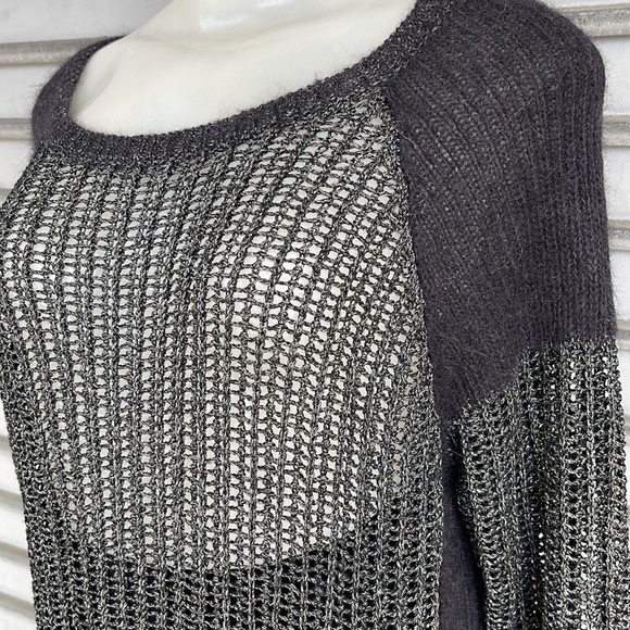 Ellen Fisher The Fisher Project Long Sleeve Gray/Black Metallic Sweater Size M - Picture 6 of 12